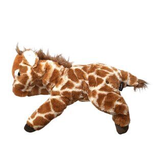 2021 FAO Schwarz Giraffe Brown Tan Lying Stuffed Plush BeanBag Toy 17"